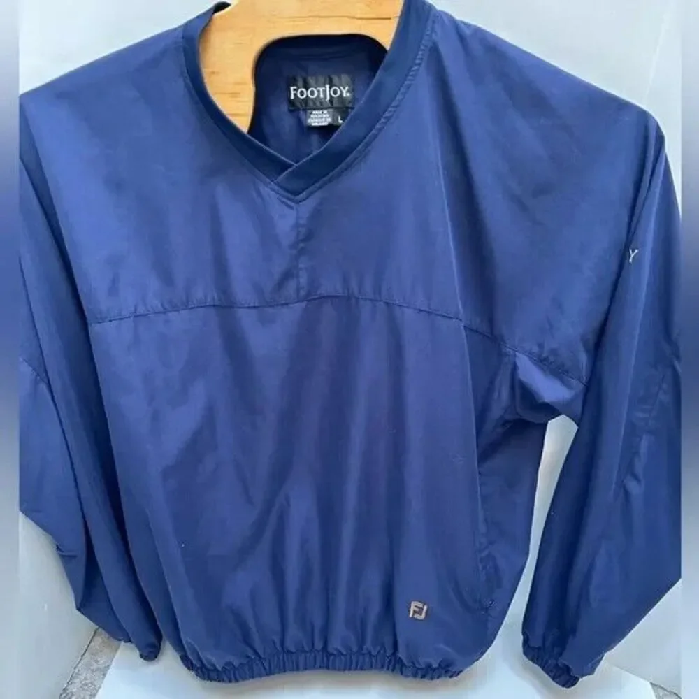 FOOTJOY NAVY PULLOVER Windbreaker Golf Long Sleeve V-Neck‎ Logo size Large